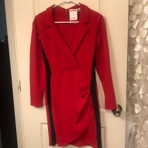 Red and black low cut red dress